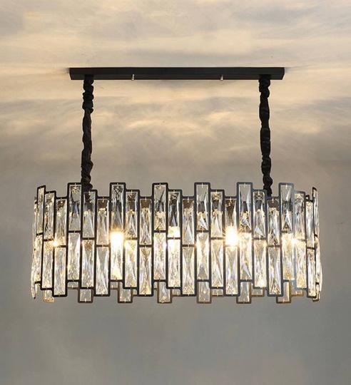 Люстра подвесная, черный, стекло, AYDOGAN 120*31, металл, E14.