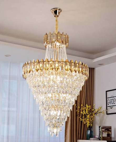 Люстра подвесная, золото, кристалл, WOLF 150*260 металл, E14.