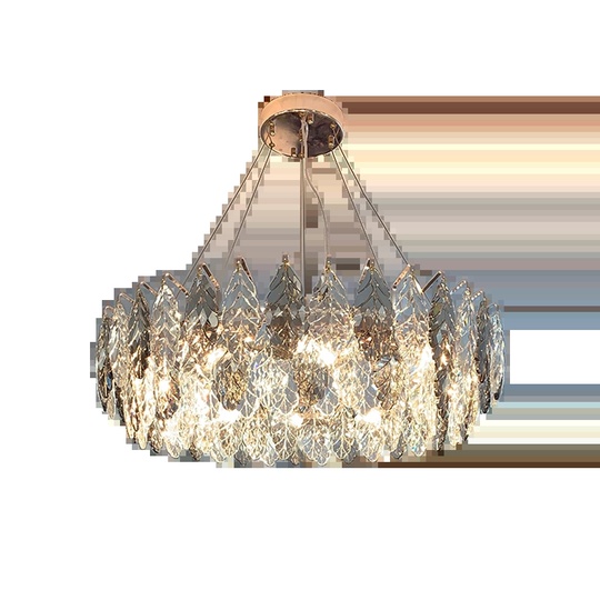 Люстра подвесная BIRICIK 80*25 золото, дымчатый, кристалл, металл, E14.