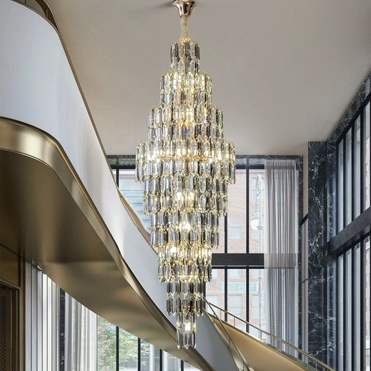 Люстра подвесная, золото, кристалл, HEZEL 60*175 металл, E14.