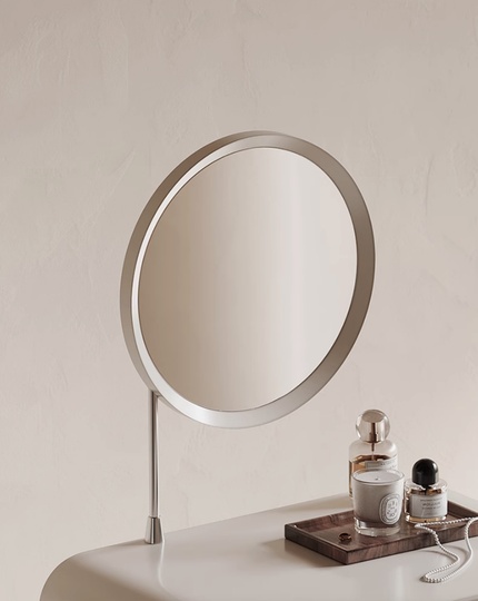 Дизайнерский туалетный столик Nick Stool в итальянском стиле, кремовый цвет, с пуфиком и зеркалом, 60х40х75 см.