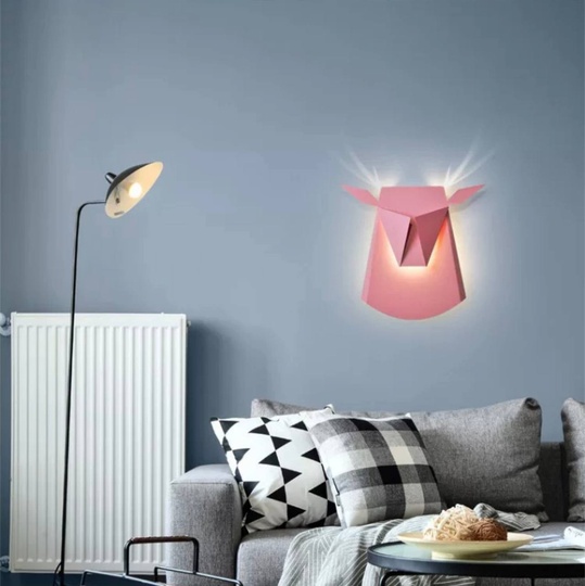 Настенный светильник, БРА GOKER 38*35, розовый, металл, LED.