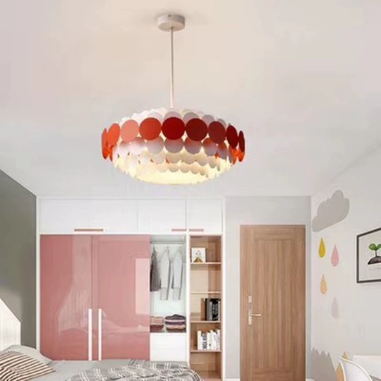 Люстра подвесная, красный, белый ПММА, ADOLPH 60*80, металл, Е14