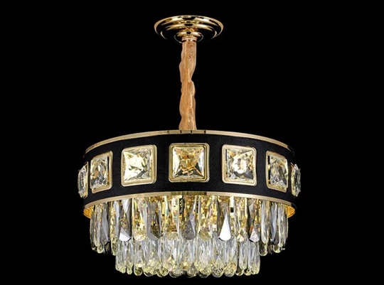 Люстра подвесная ALTIN 50*26 золото, черный, хрусталь, металл, E14.