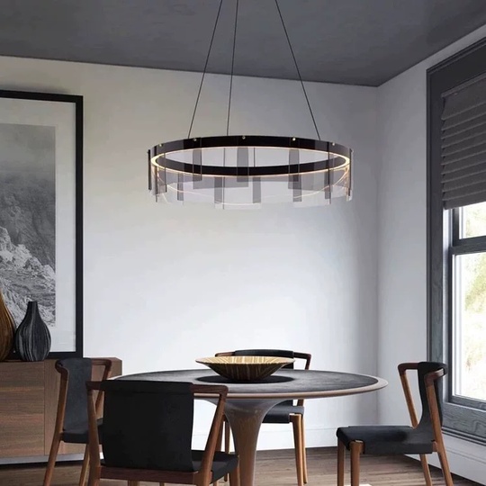 Люстра подвесная, черный, ПММА, MANUEL 100*20 металл, LED.