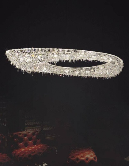 Люстра подвесная, серебро, хрусталь, ZOE 132*52*20 металл, G9.