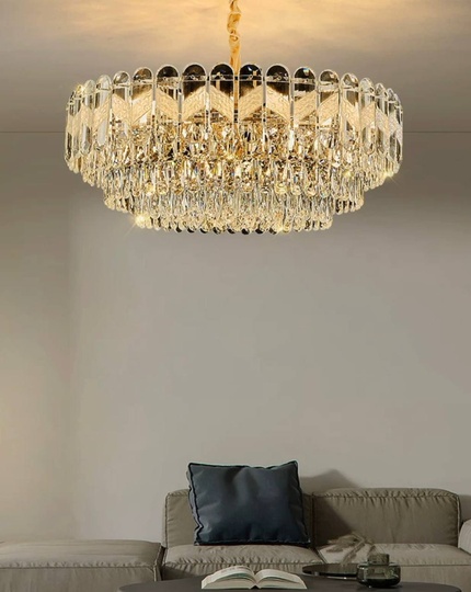 Люстра подвесная BIRCE 75*26 золото, кристалл, металл, E14.