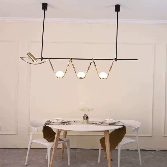 Люстра черная, бронза Elydran, металл, 130*40 см, стекло молочное, G9, GU10