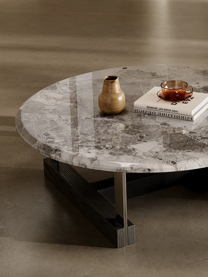 Журнальный стол Oreo, мраморный, в итальянском минималистическом стиле, 90х90х43 см.