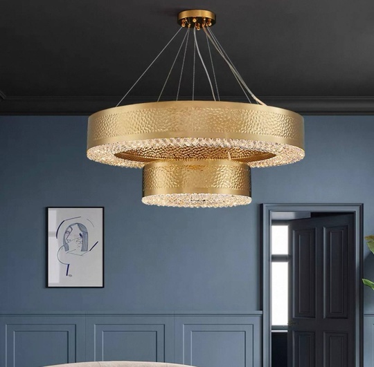 Светильник подвесной золотой Orriva, металл, трос 65 см, 100*45 см, Е14