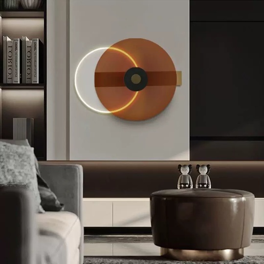 Настенный светильник, Бра, GEOFF 40*30, коричневый, металл, LED.