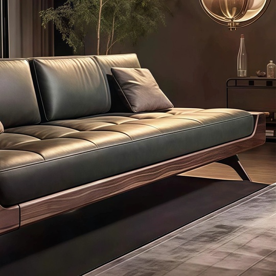 Диван прямой черный орех, в итальянском стиле, 220 см