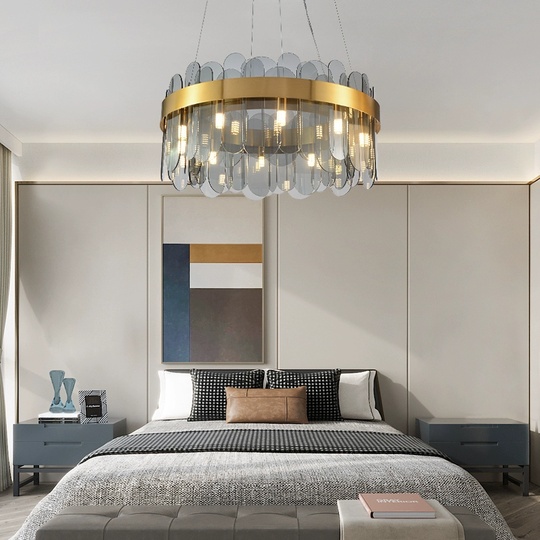 Люстра подвесная, медь, пепел, стекло, DOLUN 80*27, металл, G9.