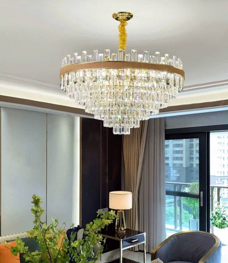 Люстра подвесная AKSES 80*40 золото, кристалл, металл, Е14.