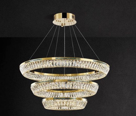 Люстра подвесная CANAN 90*180 золотой, хрусталь, металл, LED.