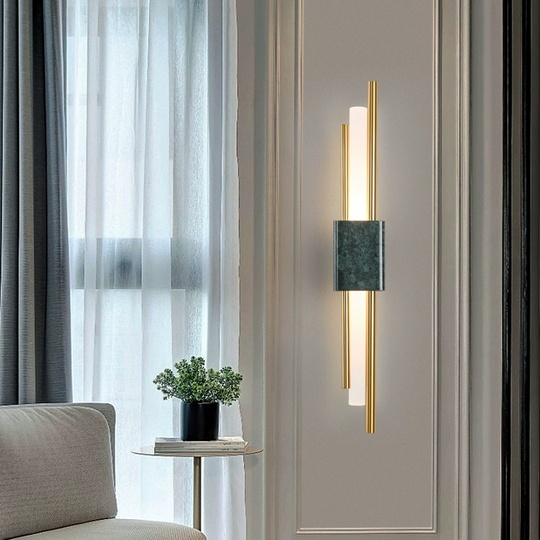 Настенный светильник KELEMA, Бра, 8*50, зеленый, мрамор, металл, LED.