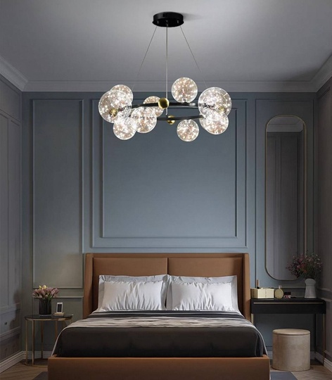 Люстра подвесная, черный, стекло, CHAT BLACK 100*32, металл, LED