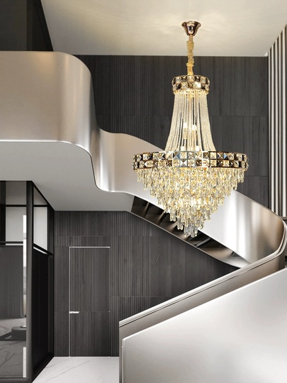 Люстра подвесная, золото, кристалл, TYLER 120*180 металл, E14.