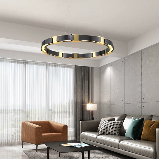 Светильник подвесной золотой, черный, Elumix, металл, 60*9 см, светодиодная, LED