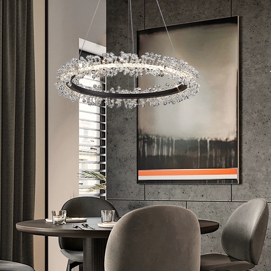 Люстра подвесная, черный, кристалл, WISE 80*120, металл, LED.