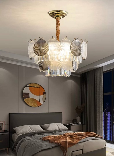 Люстра подвесная ERKE 60*28 золото, стекло, металл, Е14.