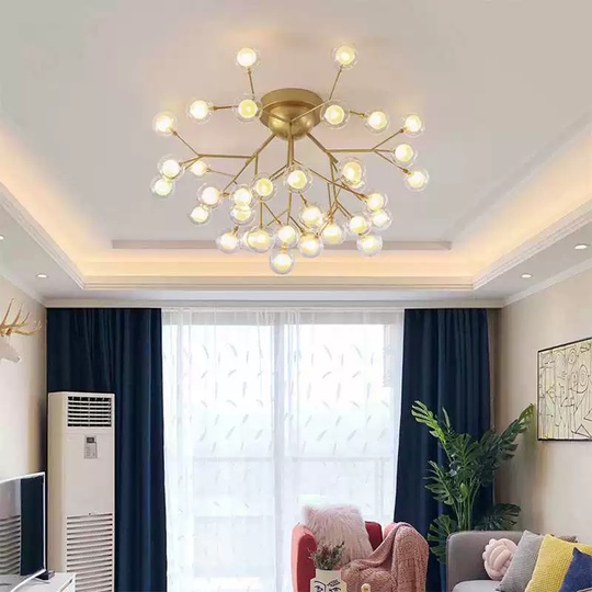 Люстра золотая Elomtra, металл, стекло 90*59 см, G4