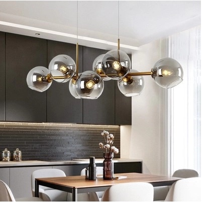 Люстра медная Zyphlor, металл, стекло дымчатое, 105*35 см, Е27