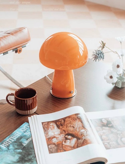 Настольная лампа, BERSA 22*28, оранжевый, стекло
