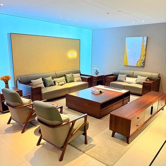 Прямой диван Davis ясень, кожа, 258*95*86 см