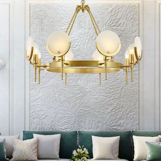 Светильник подвесной бронзовый Alvexa, металл, мрамор, 80*50 см, Е14