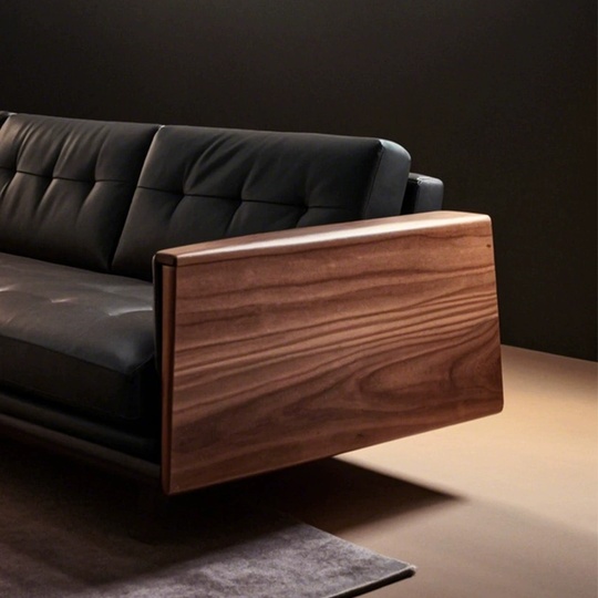 Прямой диван Courtney темный орех, кожа, 240*85*80 см