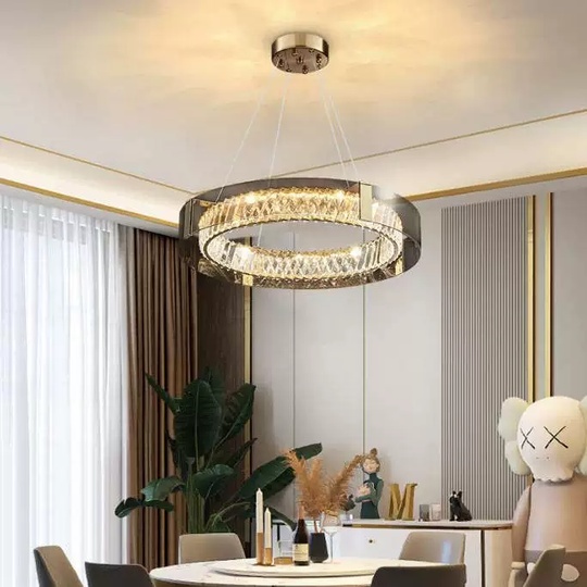 Люстра подвесная, хром, хрусталь, BELLA 80*9 металл, LED.