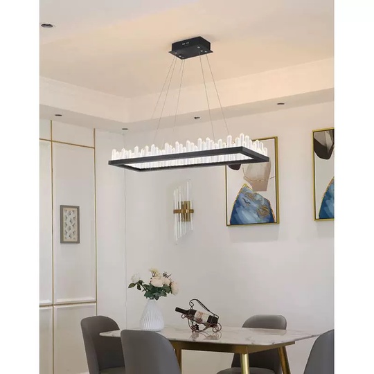 Люстра подвесная, черный, кристалл, KEVIN 80*35 металл, LED.