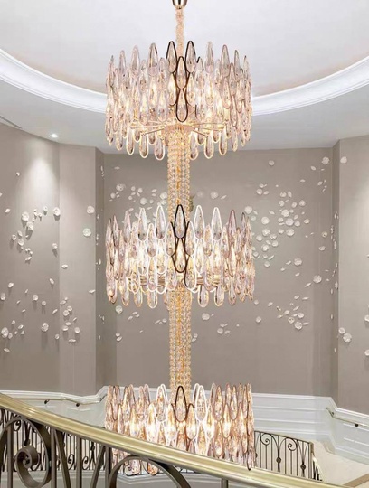 Люстра подвесная, золото, кристалл, APRIL 60*150 металл, E14.