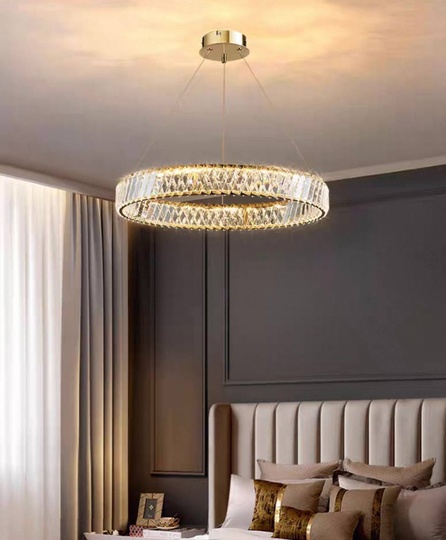 Люстра подвесная, медь, хрусталь, MASON 50*8 металл, LED