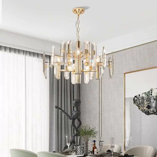 Люстра подвесная, золотой, хрусталь, EILEEN 100*45, металл, E14.