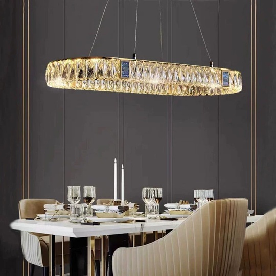 Люстра подвесная CEVHER 80*150 золотой, хрусталь, металл, LED.