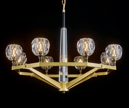 Дизайнерский светильник медный 58*72 см, led, E14, медь, хрусталь, потолочный