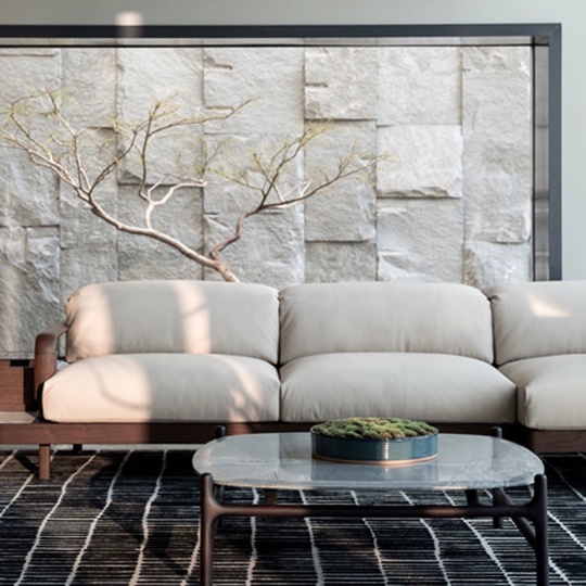 Прямой диван Wright темный орех, ткань, 325*125*73 см