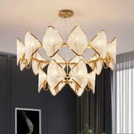 Люстра подвесная, золотой, бусины, ESTER 60*40, металл, G4.