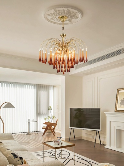 Люстра подвесная, бронза, стекло, NORTON 60*55 металл, E14.