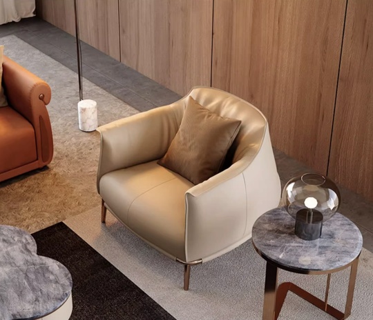 Кресло кожа Witki, 78*82*78 см, молочный, не раскладной, итальянский стиль