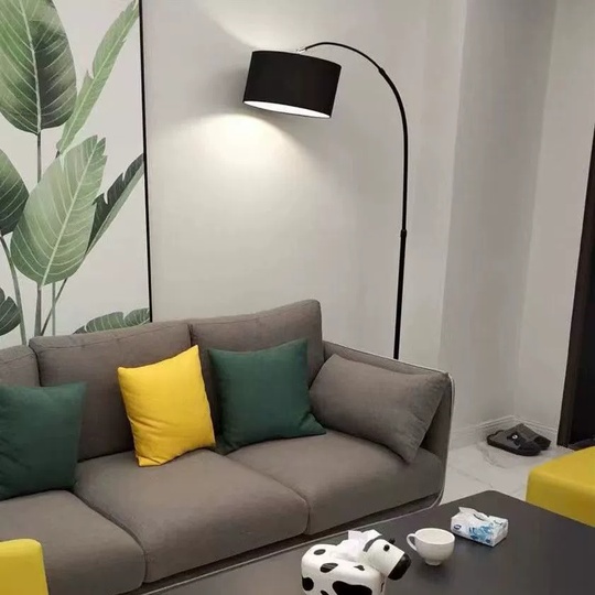 Торшер, черный, Papua black 190*150, светодиодный, Е27, металл, ткань, мрамор