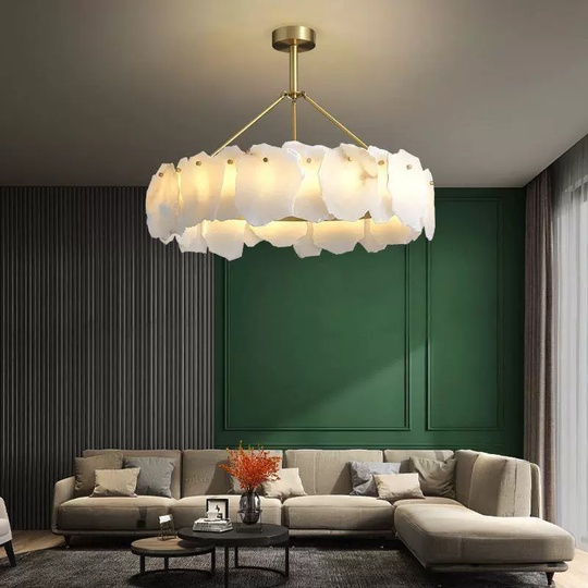 Светильник подвесной медный Altreva, медь, мрамор, 80*25 см, LED