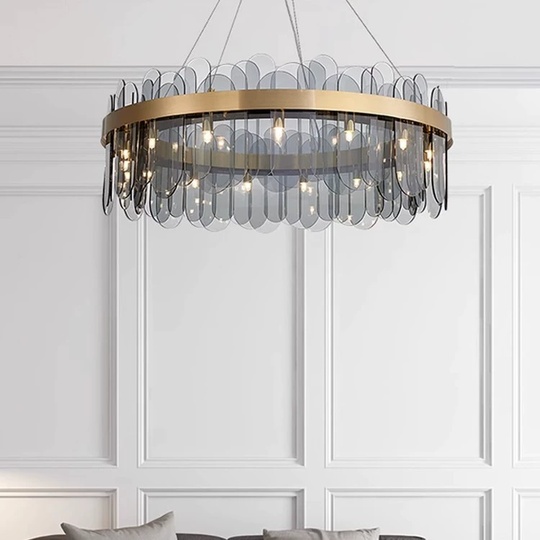 Люстра подвесная, медь, пепел, стекло, DOLUN 60*27, металл, G9.