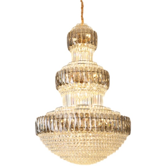 Люстра подвесная, золото, кристалл, DINGO 80*120 металл, E14.