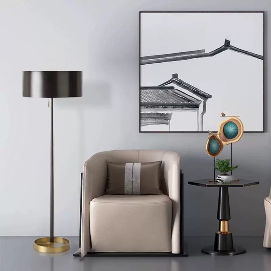 Торшер, медь, черный, Double Snade 155*50, светодиодный, Е27, металл, ПММА