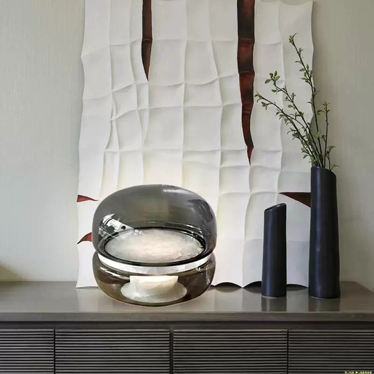 Настольная лампа ALFIE 32*30, дымчатый пепел, смола, GU5.3.