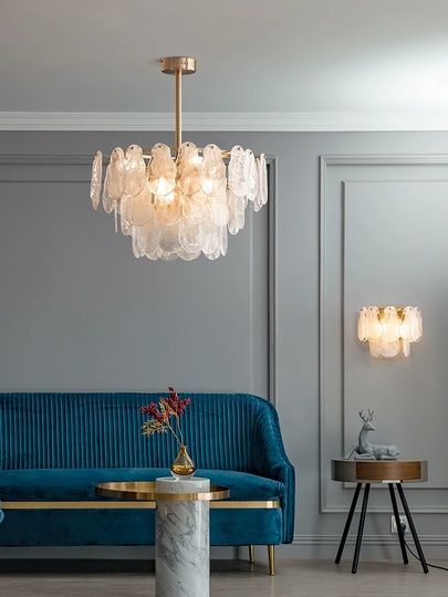 Люстра подвесная BIRCAN 100*35 бронза, стекло, металл, E14.