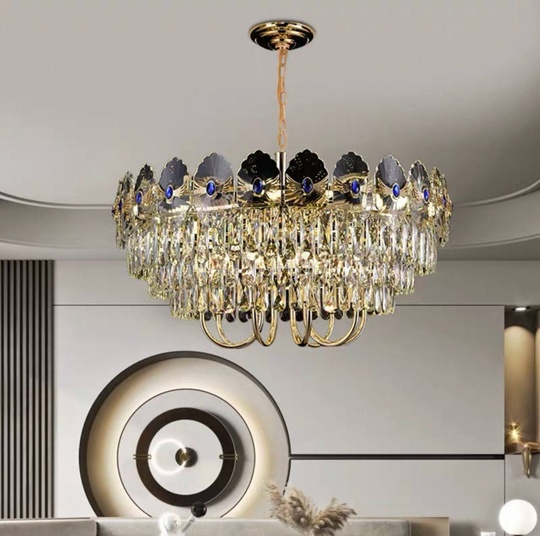 Люстра подвесная, золото, хрусталь, TOMA 50*30 металл, E14.